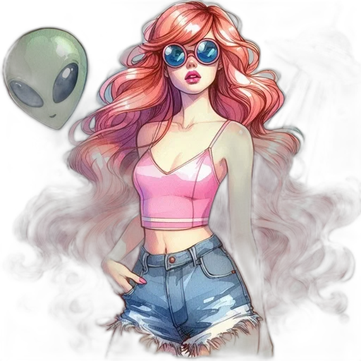 concept art, comic book art, fantasy art, watercolor transparent PNG cut-out