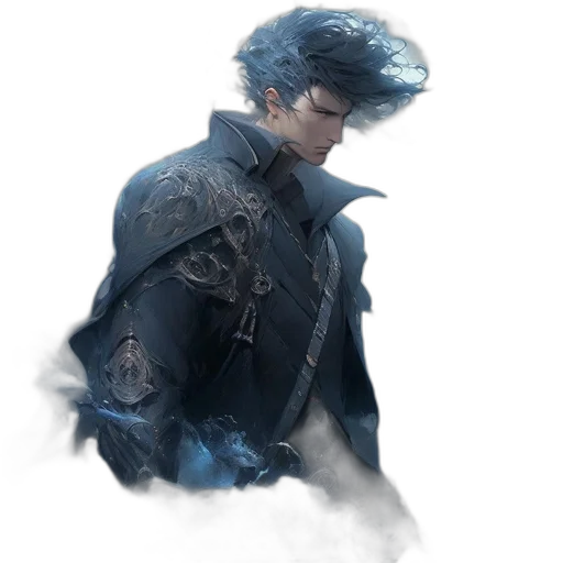 jacket, dragon, hair, sword transparent PNG cut-out