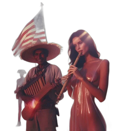 hat, umbrella, dress, staff transparent PNG cut-out
