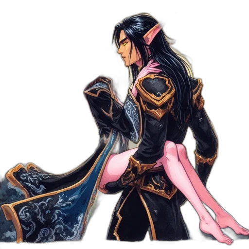 sword, dragon, staff, fantasy art transparent PNG cut-out