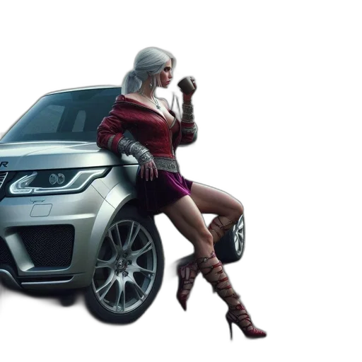 car, concept art, cyberpunk, woman transparent PNG cut-out