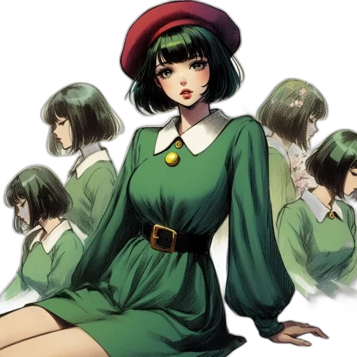 dress, hat, concept art, anime transparent PNG cut-out
