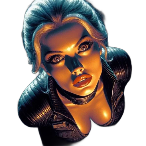 face, jacket, jewelry, comic book art transparent PNG cut-out