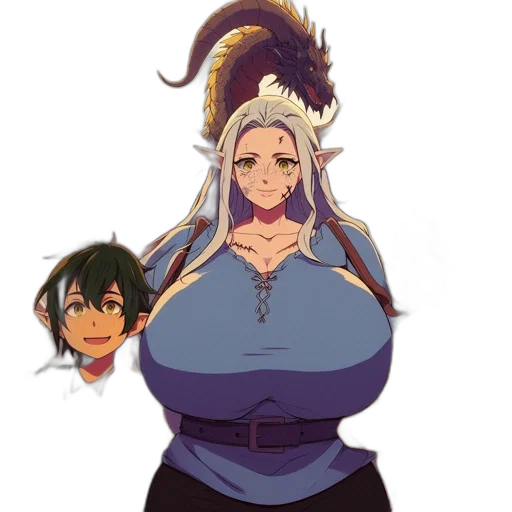dragon, dress, crown, anime transparent PNG cut-out
