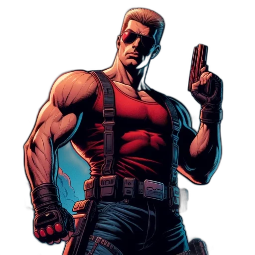 comic book art, concept art, pixel art, red transparent PNG cut-out