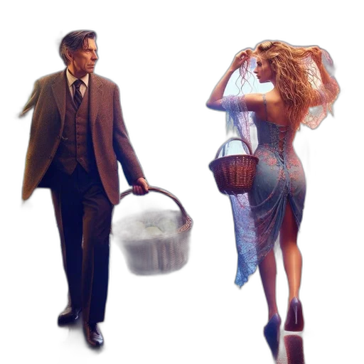 umbrella, dress, concept art, photorealistic transparent PNG cut-out
