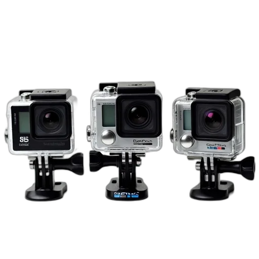 collection, three, gopro, cameras transparent PNG cut-out