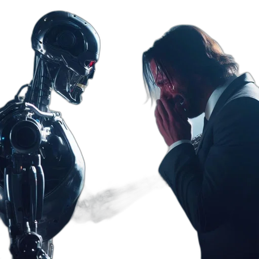 robot, cyberpunk, emotional, encounter transparent PNG cut-out