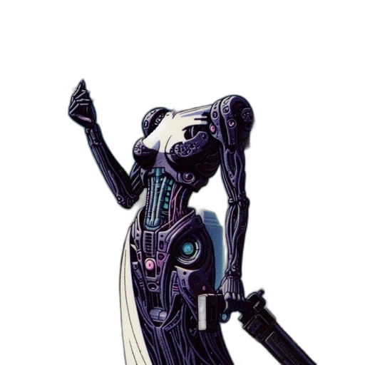 robot, staff, dress, sword transparent PNG cut-out