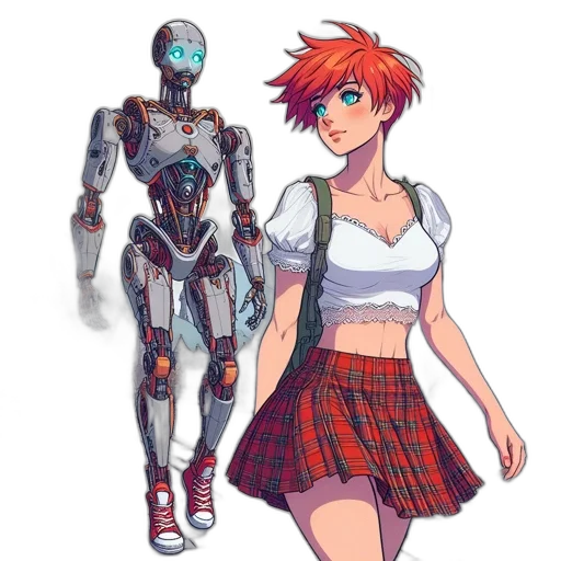 robot, dress, concept art, cyberpunk transparent PNG cut-out