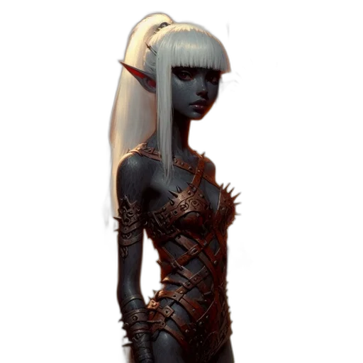 dress, staff, hair, robot transparent PNG cut-out