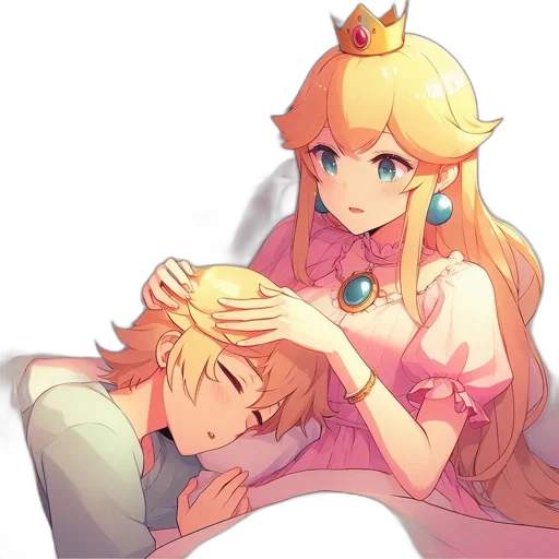 crown, dress, pixel art, watercolor transparent PNG cut-out