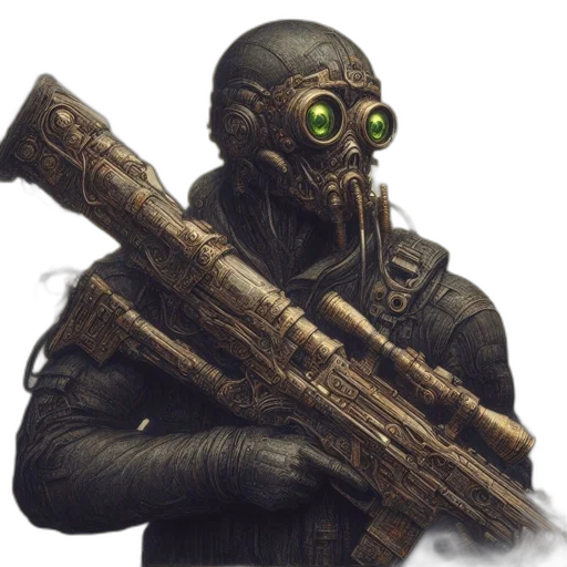 weapon, mask, staff, robot transparent PNG cut-out