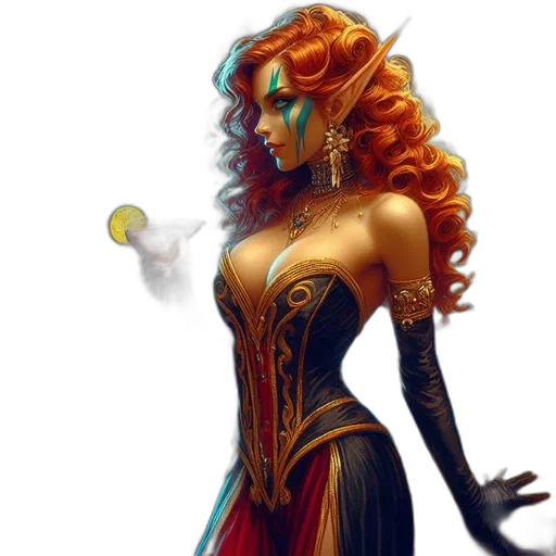 dress, fantasy art, concept art, comic book art transparent PNG cut-out