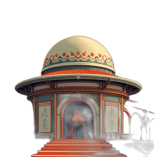 staff, building, umbrella, hat transparent PNG cut-out