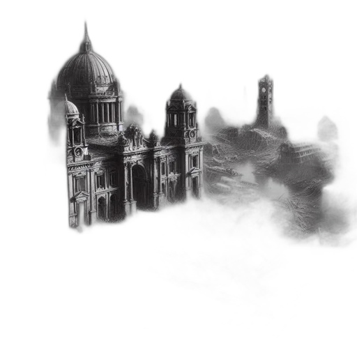 building, concept art, pencil sketch, fantasy art transparent PNG cut-out