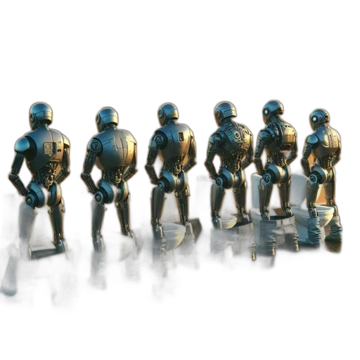 robot, staff, concept art, 3d render transparent PNG cut-out