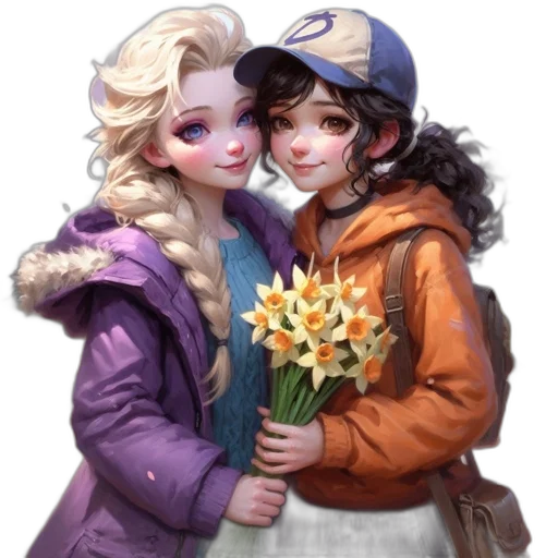 flower, staff, jacket, crown transparent PNG cut-out