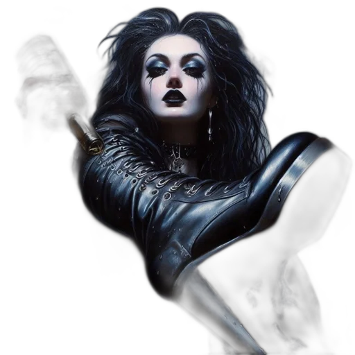 hair, staff, mask, jacket transparent PNG cut-out