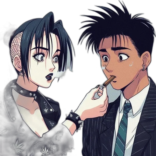 anime, cartoon, comic book art, cyberpunk transparent PNG cut-out