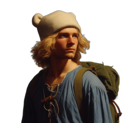 hat, staff, jacket, face transparent PNG cut-out