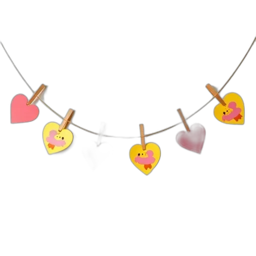 jewelry, 3d render, string, heart-shaped transparent PNG cut-out