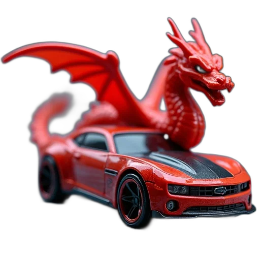 dragon, car, 3d render, photorealistic transparent PNG cut-out