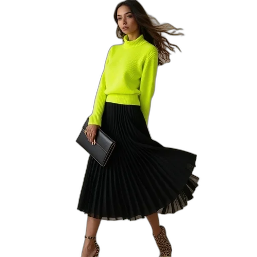dress, staff, neon, green transparent PNG cut-out