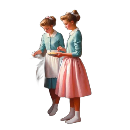 dress, shoes, food, oil painting transparent PNG cut-out