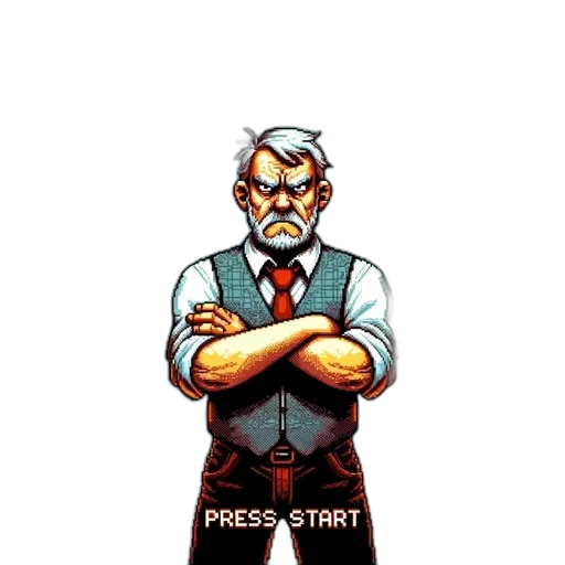 staff, robot, pixel art, comic book art transparent PNG cut-out