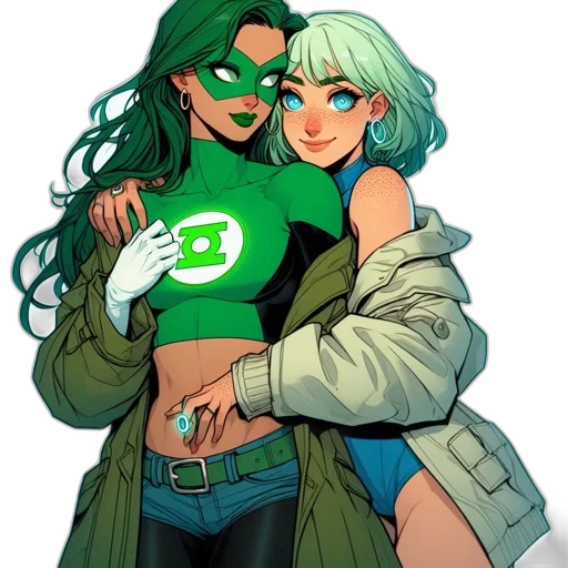 jacket, comic book art, concept art, green transparent PNG cut-out