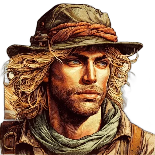 hat, face, weapon, staff transparent PNG cut-out