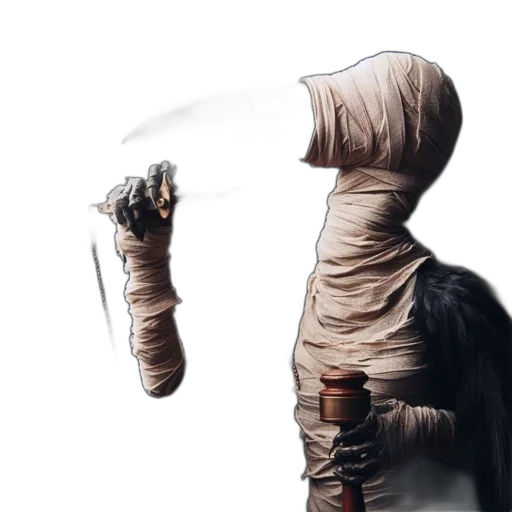 mask, sword, jacket, staff transparent PNG cut-out