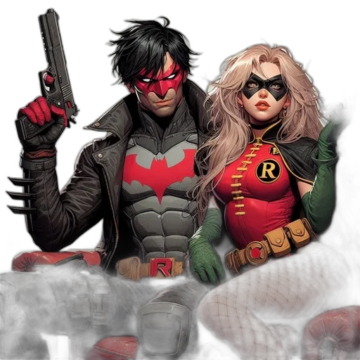 comic book art, concept art, watercolor, red transparent PNG cut-out