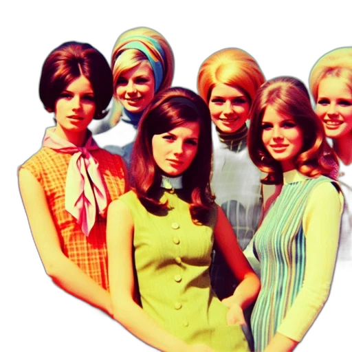 six, women, 1960s-early, 70s transparent PNG cut-out