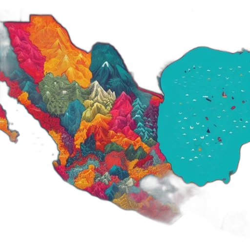 colorful, detailed, map, central transparent PNG cut-out