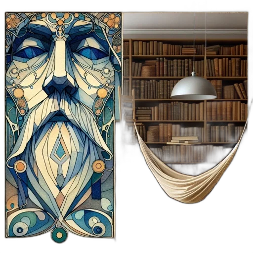 furniture, fantasy art, earth tones, stained-glass transparent PNG cut-out