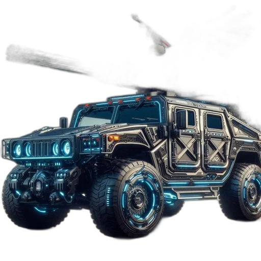 weapon, car, concept art, 3d render transparent PNG cut-out