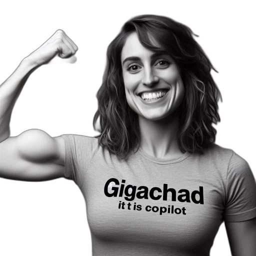 woman, text, gigachad, copilot transparent PNG cut-out