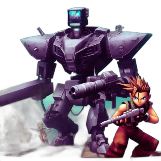 robot, weapon, concept art, 3d render transparent PNG cut-out