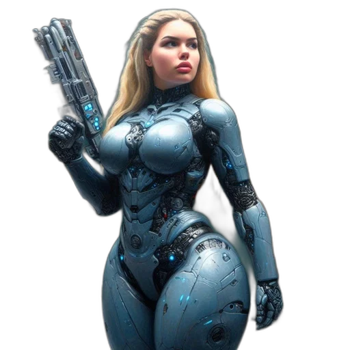 robot, weapon, dress, comic book art transparent PNG cut-out