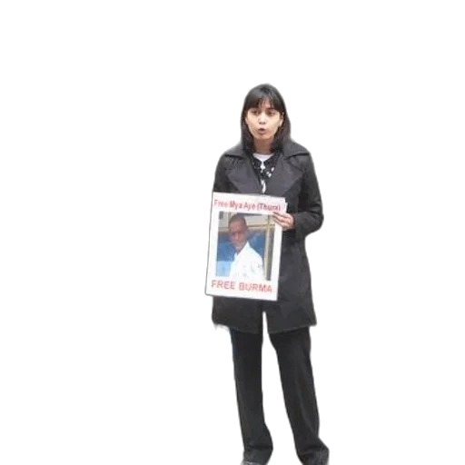 staff, face, woman, holds transparent PNG cut-out