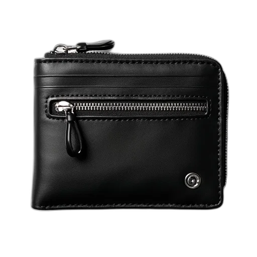 black, leather, wallet, silver transparent PNG cut-out