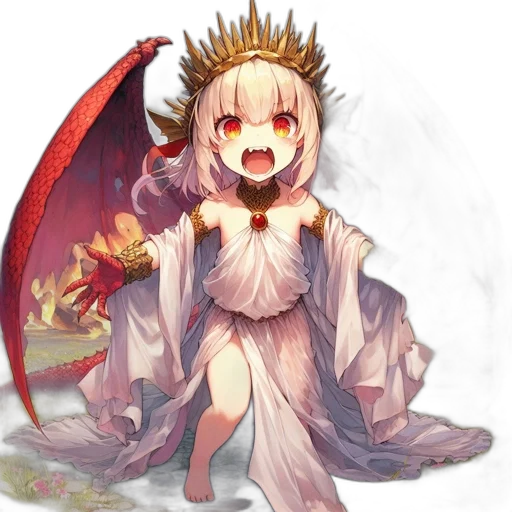 dragon, creature, crown, dress transparent PNG cut-out