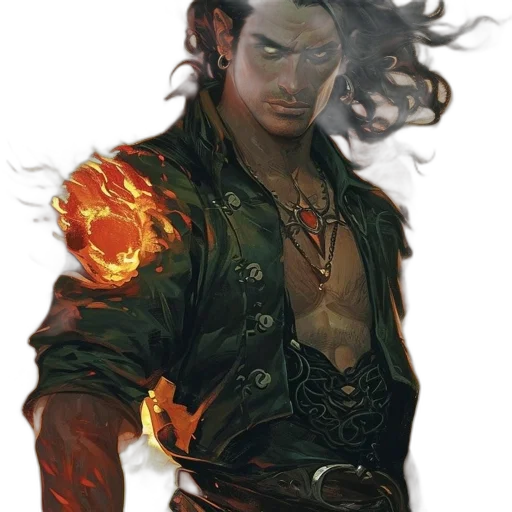 dragon, jacket, staff, fantasy art transparent PNG cut-out
