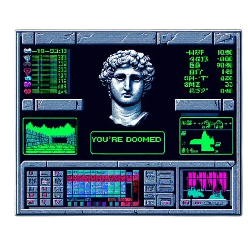 robot, vaporwave, cyberpunk, pixel art transparent PNG cut-out