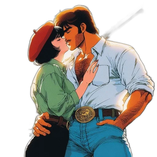 hat, jacket, weapon, comic book art transparent PNG cut-out