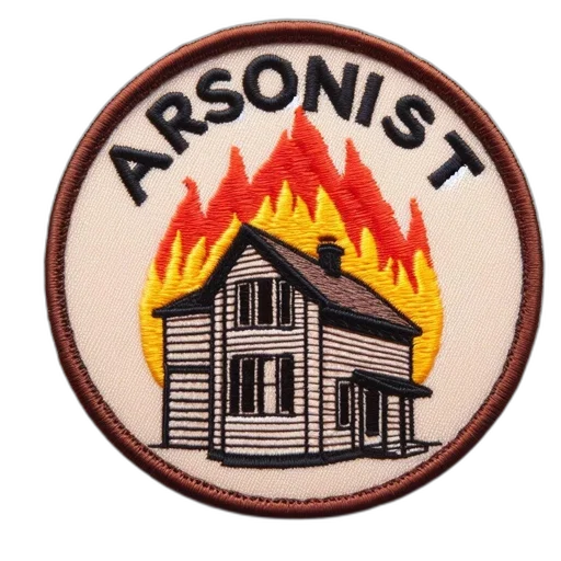 jacket, fire, circular, embroidered transparent PNG cut-out