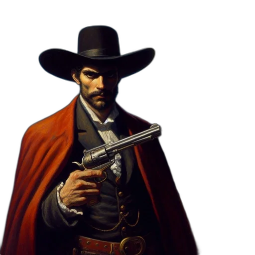 weapon, staff, hat, jacket transparent PNG cut-out