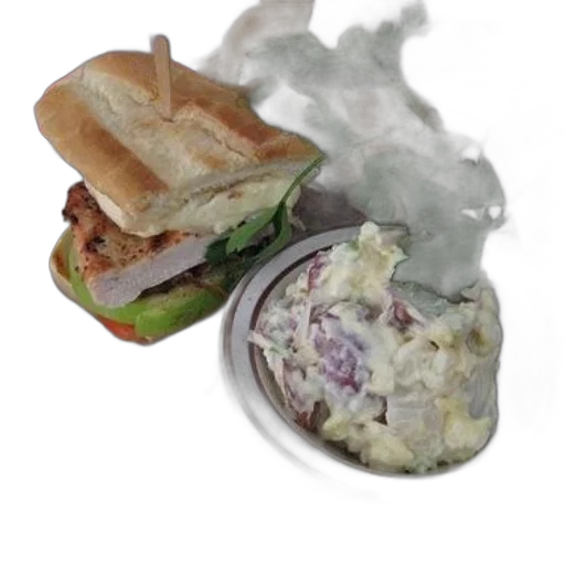food, photorealistic, plate, sandwich transparent PNG cut-out